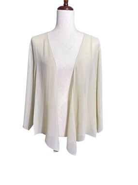 Soft Surroundings Silk Open Front Cardigan Cream Lightweight Drape Jacket XL